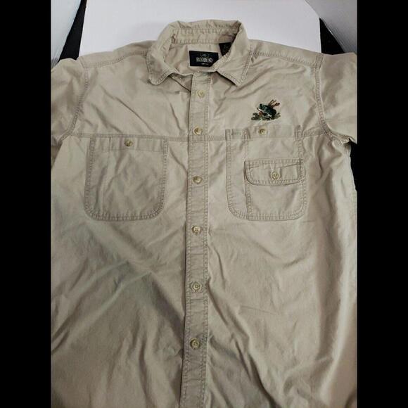RedHead Khaki Button Down‎ Short Sleeve Bass Fish Mens Large 100% Cotton - Picture 1 of 9